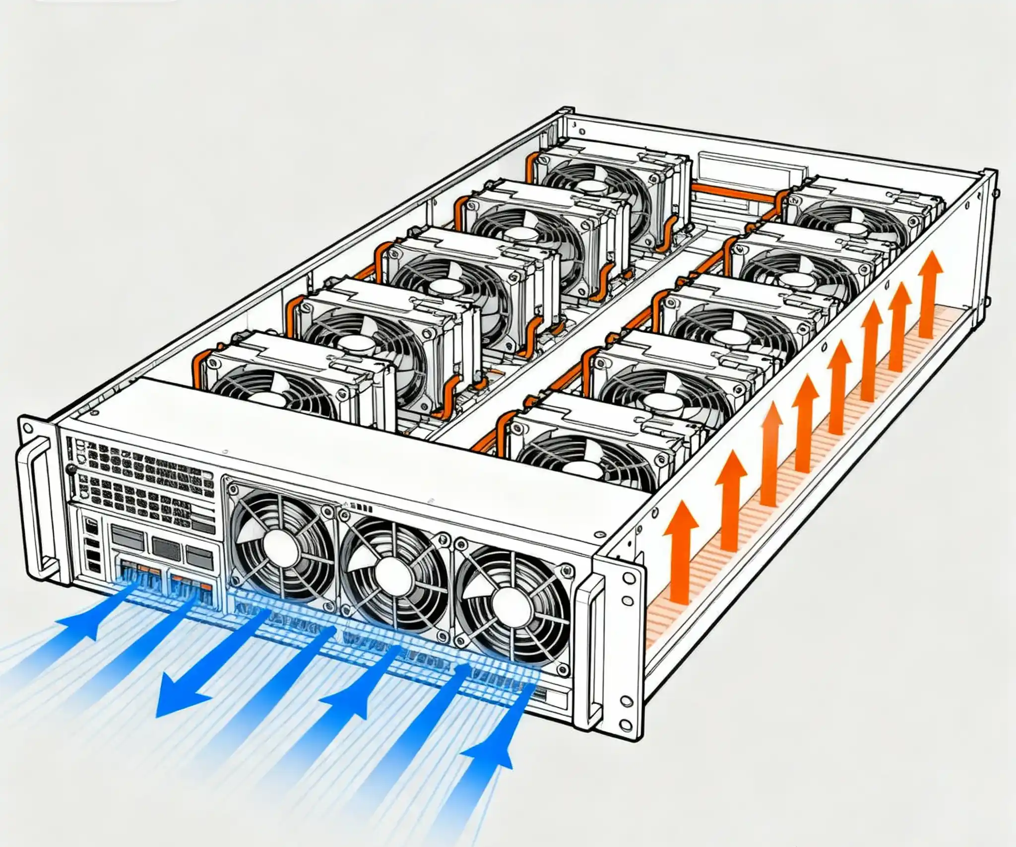6U GPUシャーシのエアフロー 前後 vs. 逆3