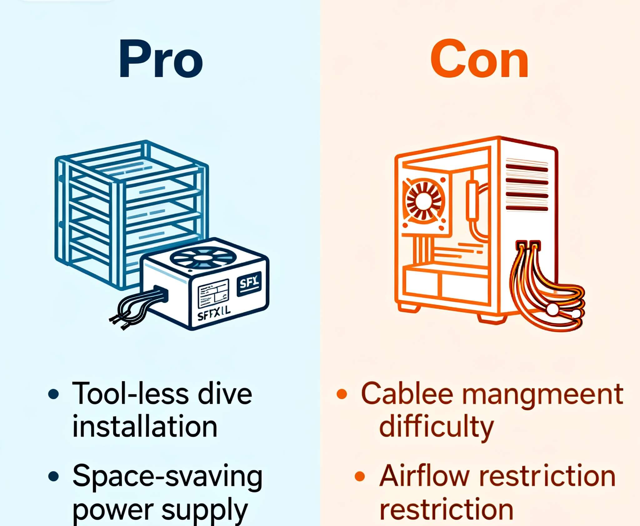 Equilíbrio entre compartimentos de unidade dupla e pequenas PSUs em caixas ITX 2